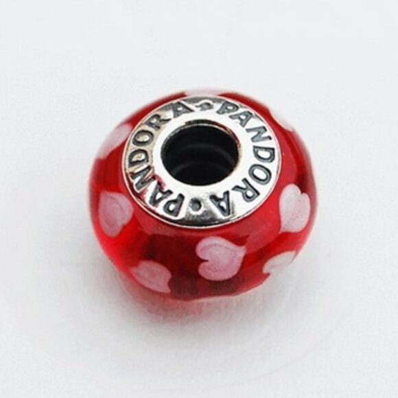 Pandora Jewelry - Pandora Murano Glass Pink Hearts Charm - RETIRED